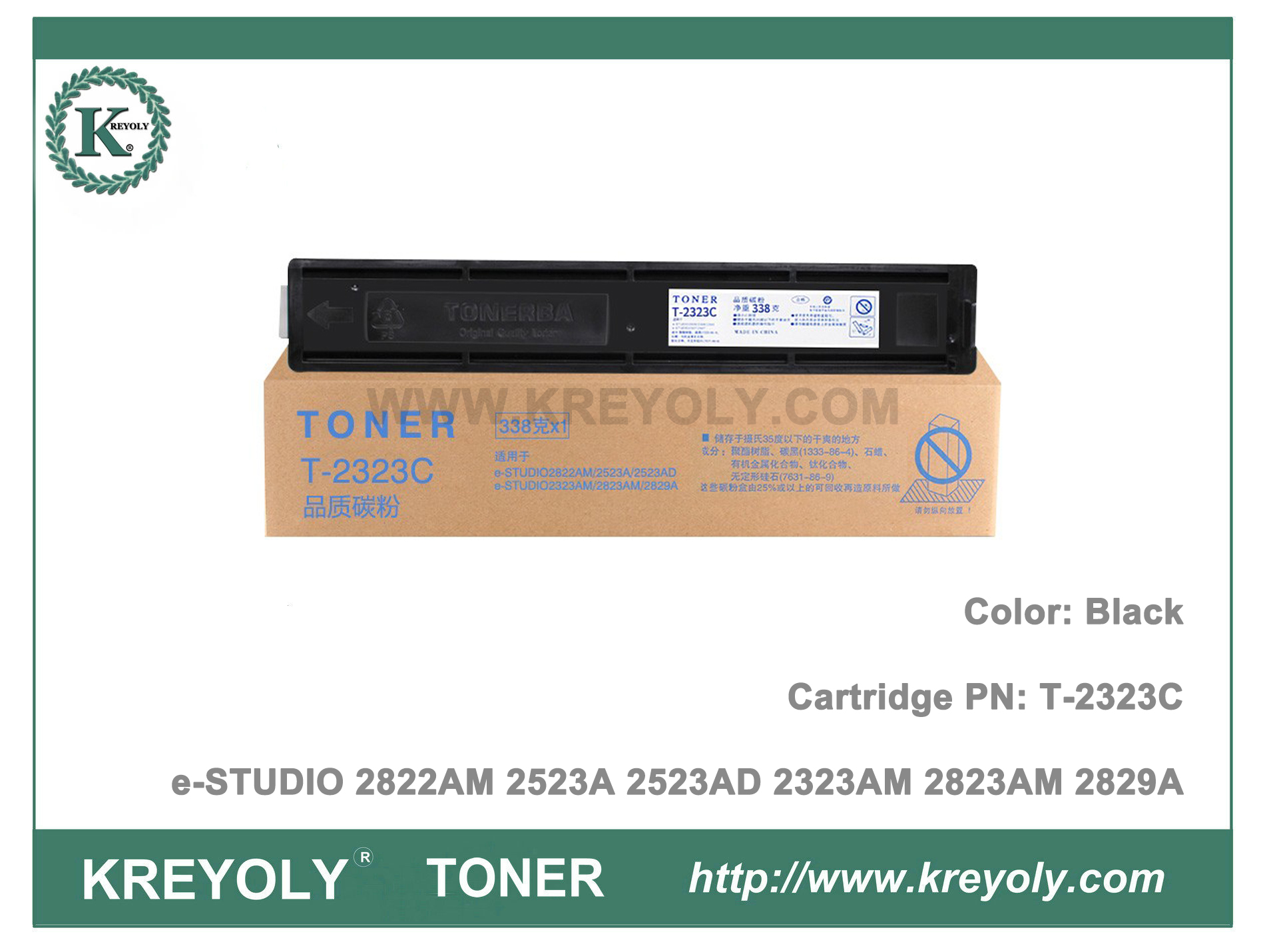 Toshiba T-2323C Cartucho de tóner para E-Studio 2822AM 2523A 2523AD 2323AM 2823AM 2829A