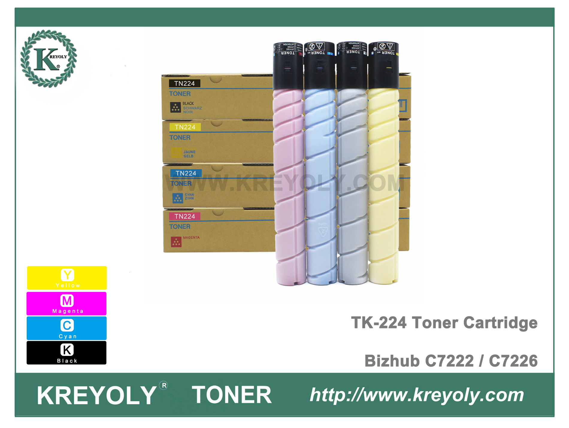 Cartucho de tóner TN224 para Konica Minolta Bizhub C7222 C7226